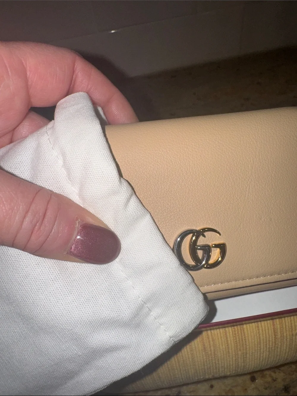 Gucci GG Marmont Beige Leather Compact Card Case Wallet “Light Beige” NWB - Picture 15 of 16